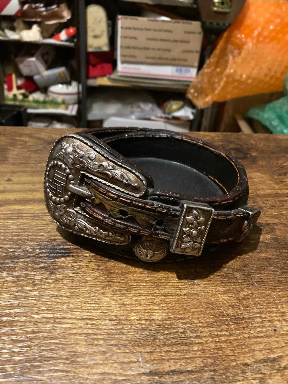 Vintage western belt buckle catchall dish